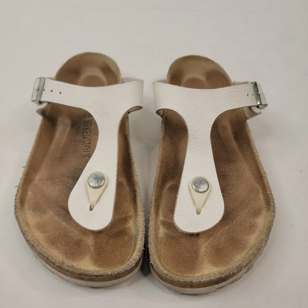 Birkenstock White Gizeh Sandals 39/8 Womens